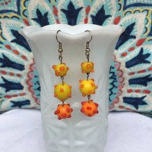 ❤️| Yellow and orange glass bead earrings